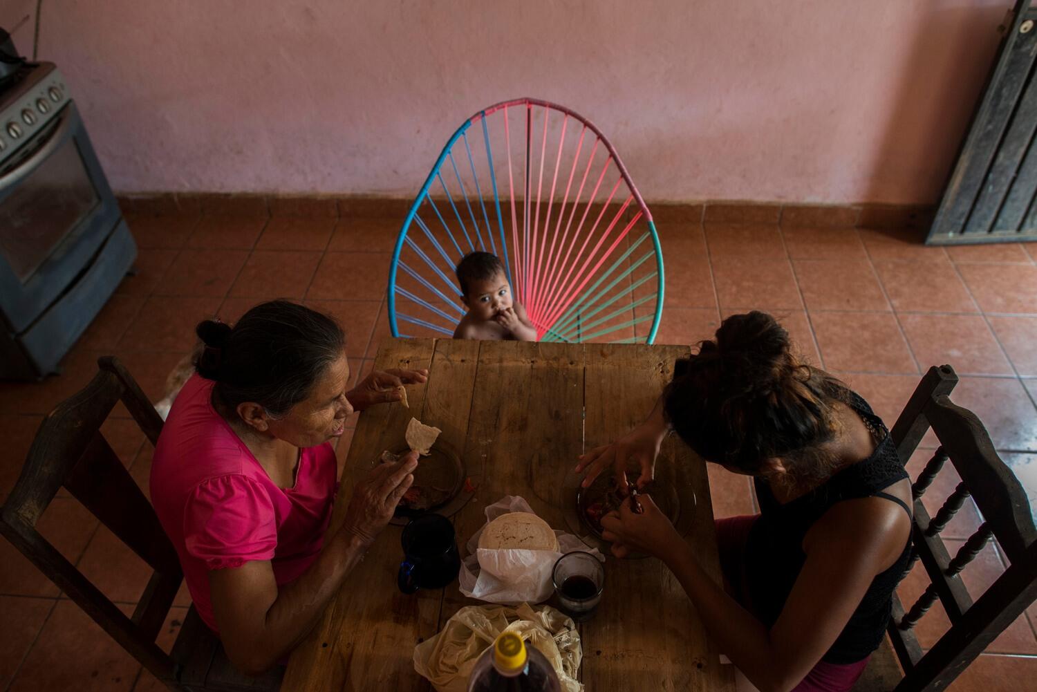 Mexico. Elder woman escaped from violence of El Salvador, feels happy in her new life in Chiapas