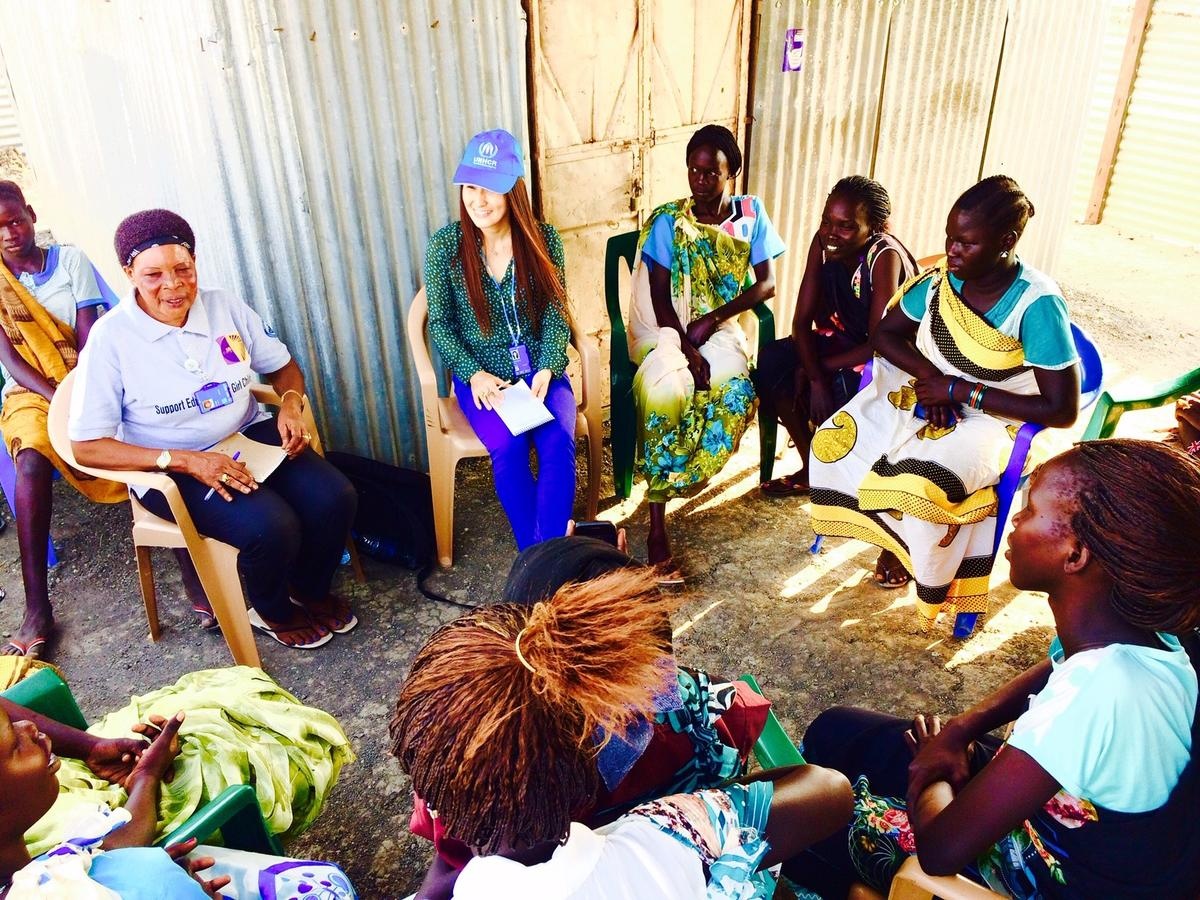 South Sudan. Staff member Keiko Odashiro protecting refugees from sexual abuse