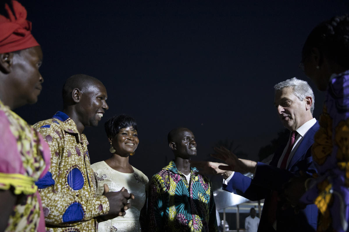 Central African Republic. The UN High Commissioner for Refugees listens to a returnee arriving in the Central African Republic