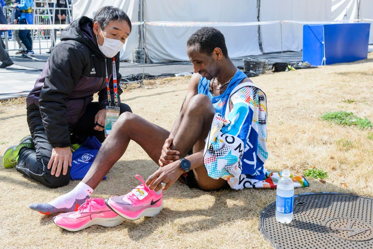 Japan. Refugee athlete Yonas Kinde participates at the Tokyo Marathon 2020