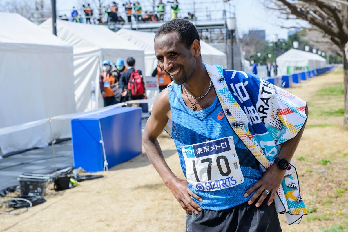 Japan. Refugee athlete Yonas Kinde participates at the Tokyo Marathon 2020