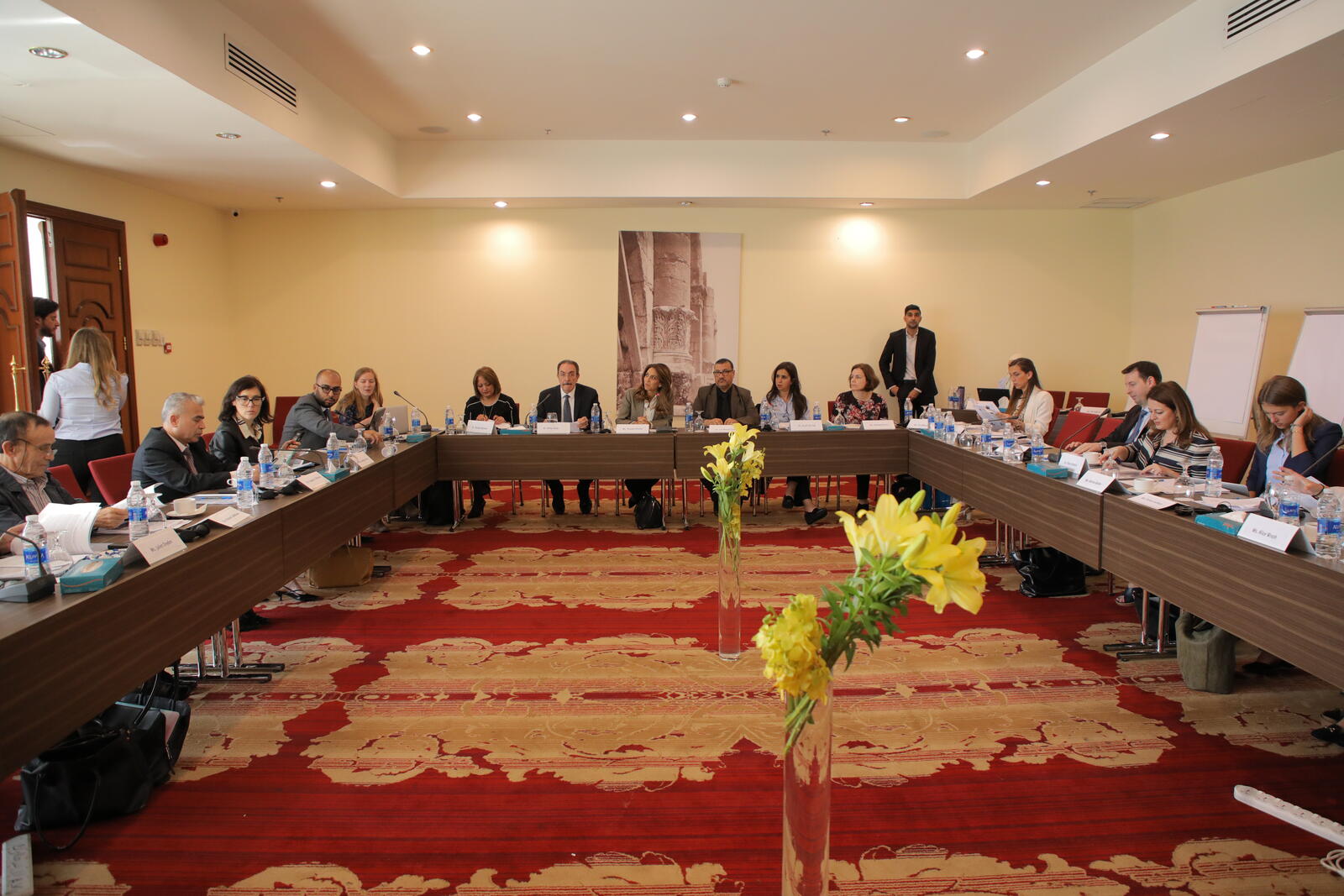 UNHCR UN Refugee Agency, The Middle East and North Africa Civil Society Network for Displacement (MENA CSND): Participants of the second Regional Roundtable on Enhancing Dialogue between Academia and UNHCR on Regional Displacement are gathered in a conference room