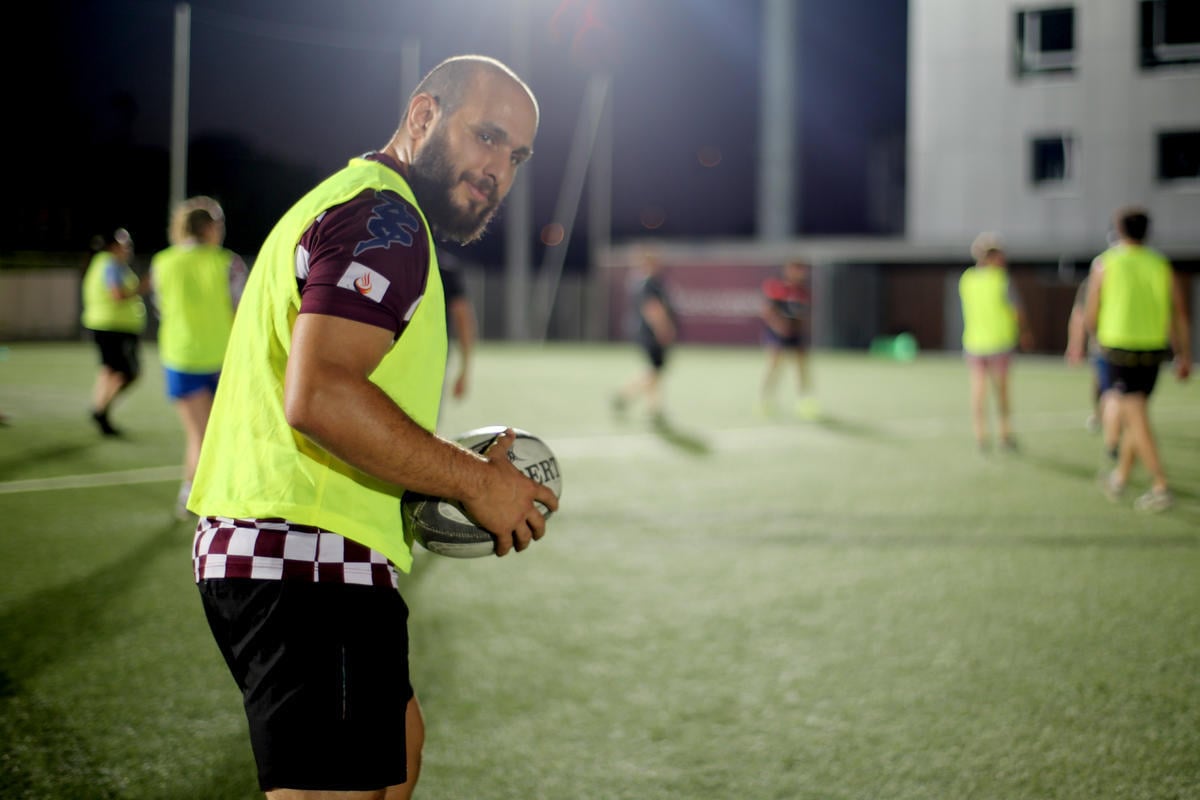France. Weekly rugby session unites refugees and local community
