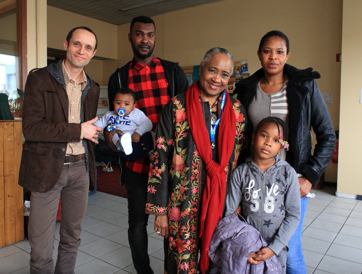Belgium. Honorary Lifetime Goodwill Ambassador Barbara Hendricks visits refugees in Brussels