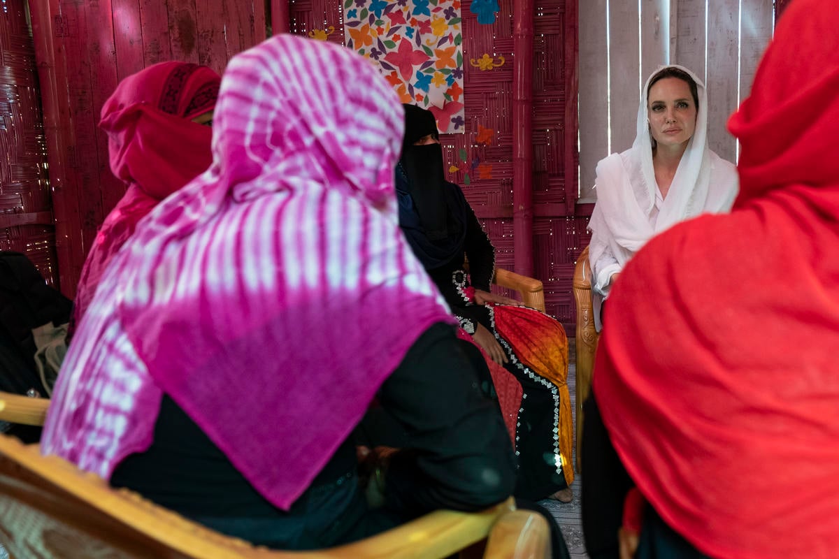 Bangladesh. UNHCR Special Envoy Angelina Jolie visits Rohingya refugees in Chakmarkul camp.
