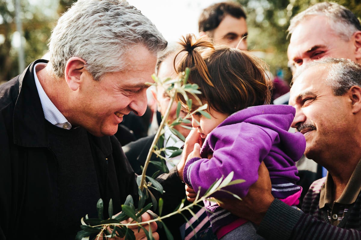 Greece. The UN High Commissioner for Refugees Filippo Grandi visits the island of Lesbos