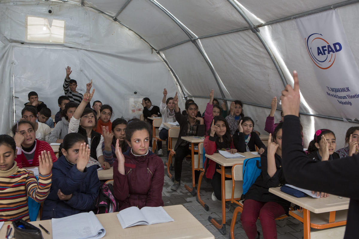 Turkey. Syrian refugee youth in school