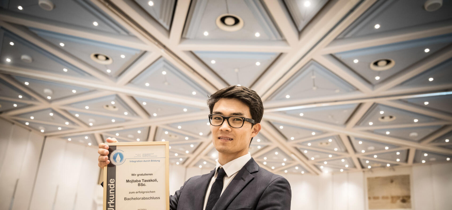 Austria. Mojtaba Tavakoli a former refugee from Afghanistan completing his BSc in molecular biology at the Medical University of Vienna