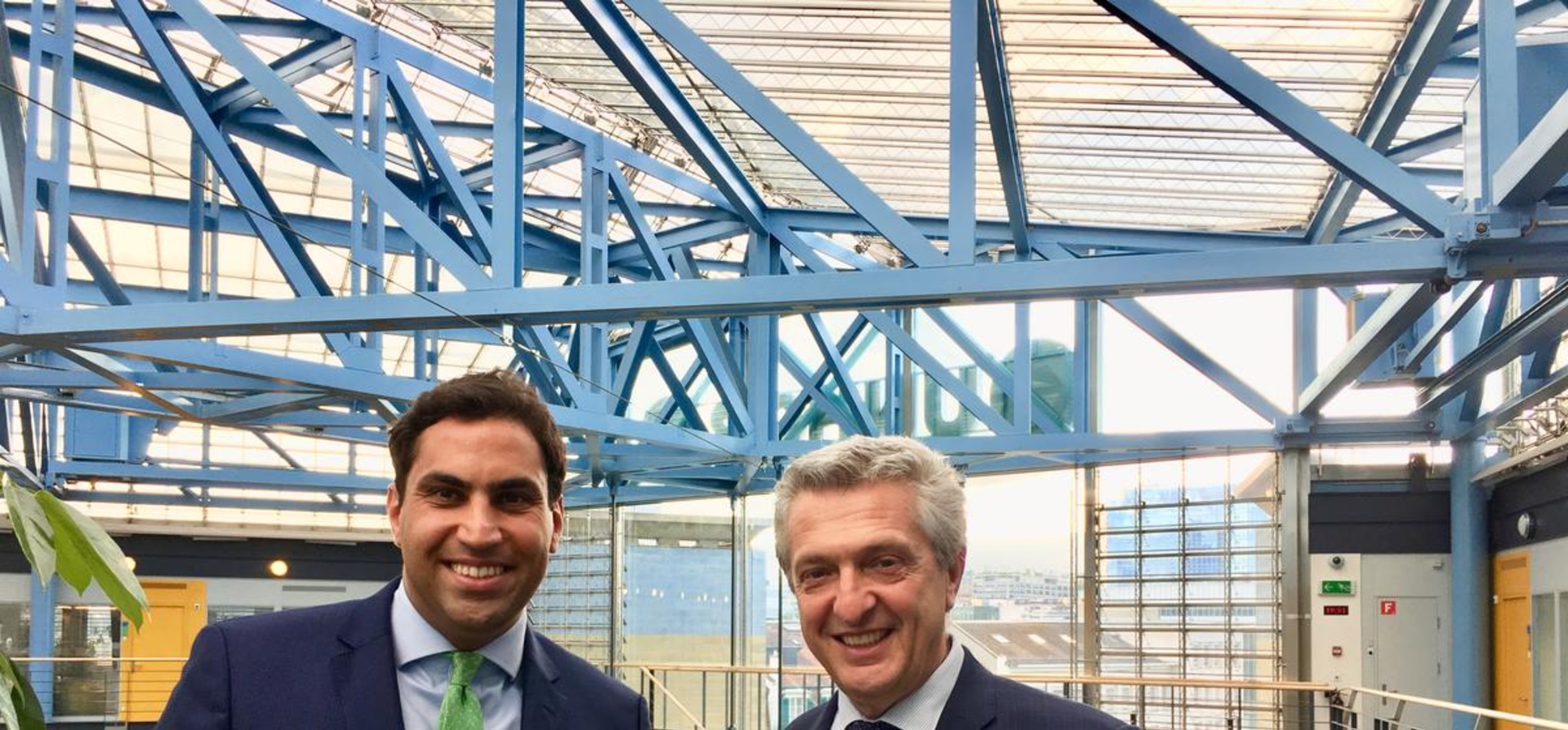 Switzerland. UN High Commissioner for Refugees, Filippo Grandi meets with Secretary-General of the World Organization of the Scout Movement, Ahmad Alhendawi
