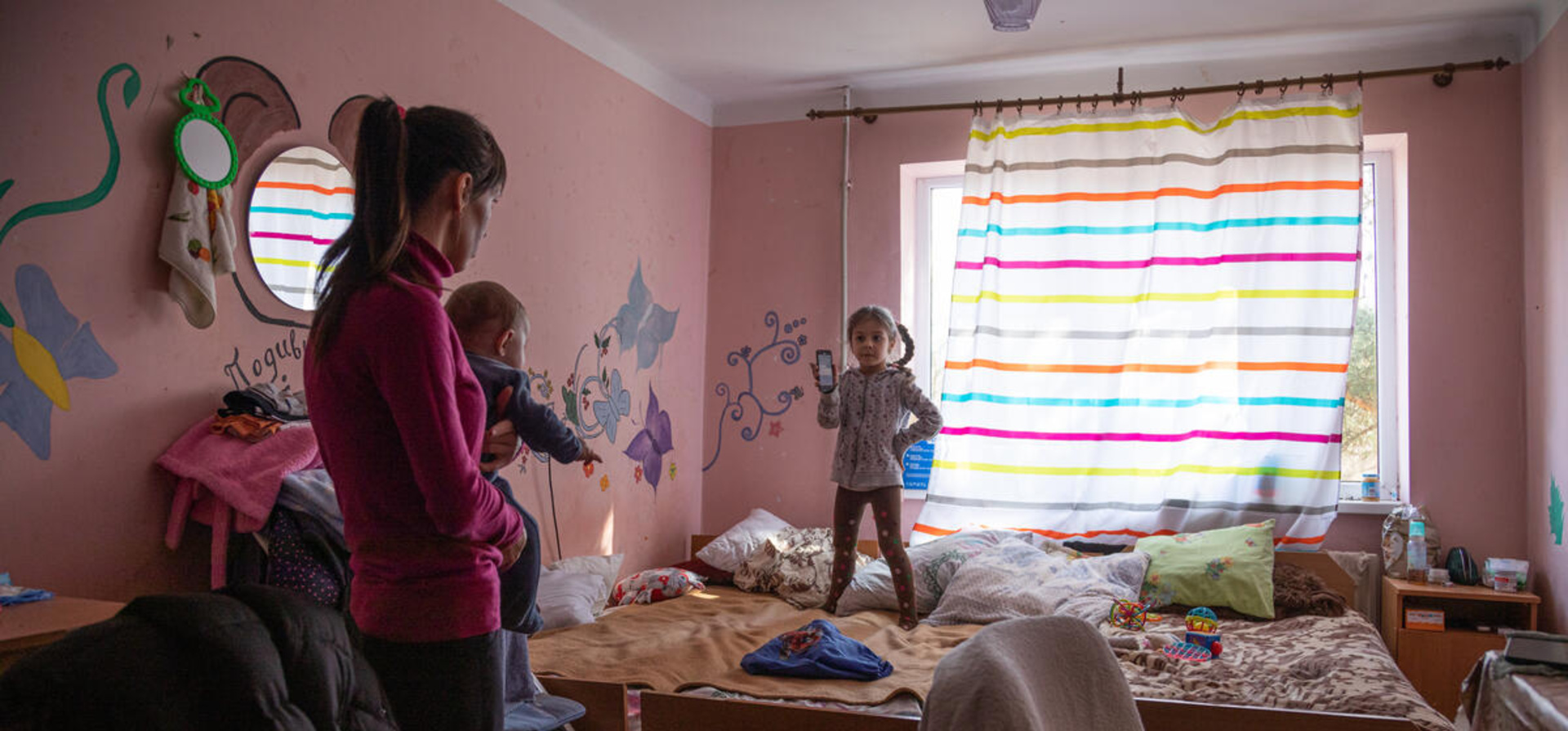Ukraine. University dorm in western Ukraine offers escape for fleeing families
