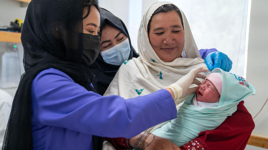 Midwives during their practical work in Bamyan Provincial Hospital, Afghanistan.
