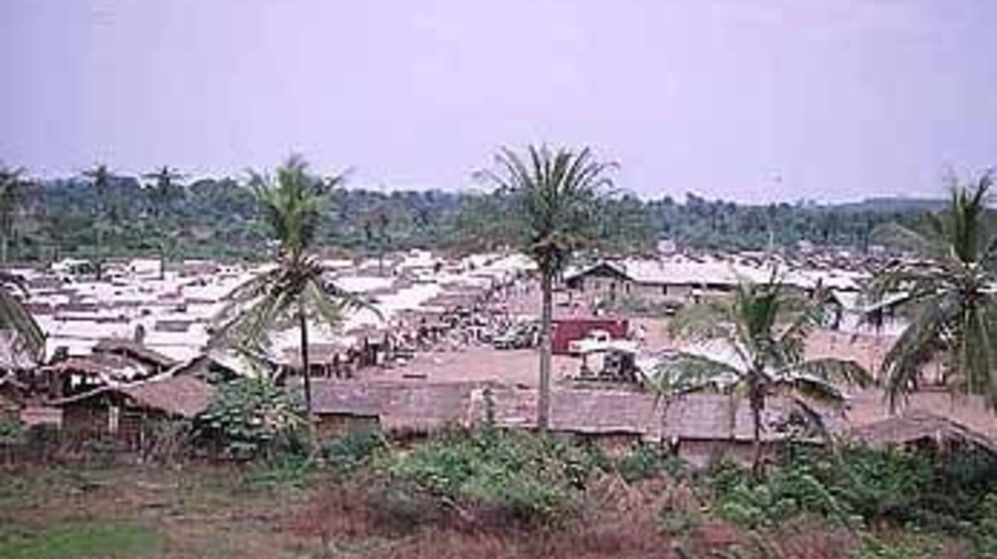 The 'Voice of America' camp outside Monrovia, where refugees from Sierra Leone are sheltered.