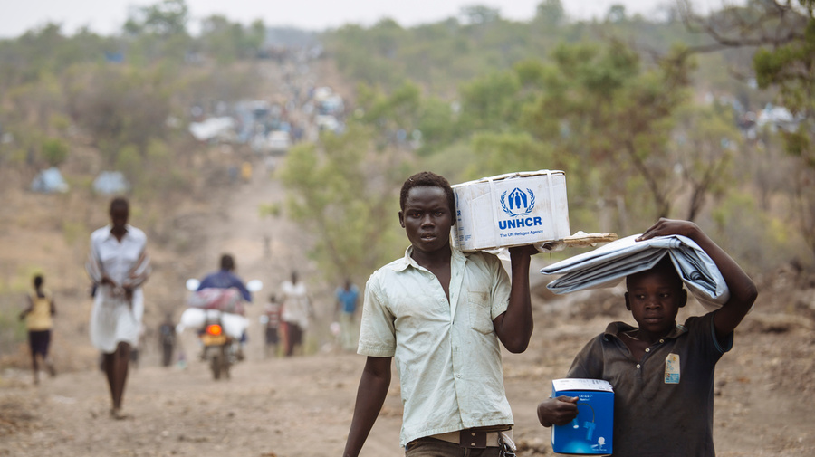 Uganda. South Sudanese refugees in Bidibidi settlement