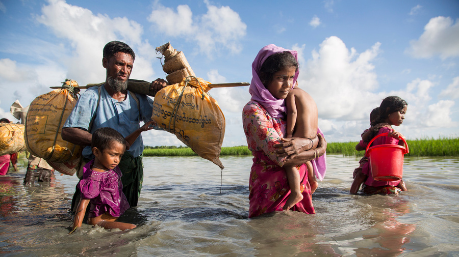 Bangladesh. Thousands of new Rohingya refugee arrivals cross the border