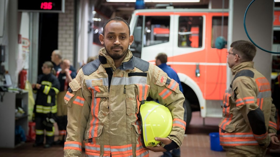 Germany. Somali asylum-seeker joins local fire brigade