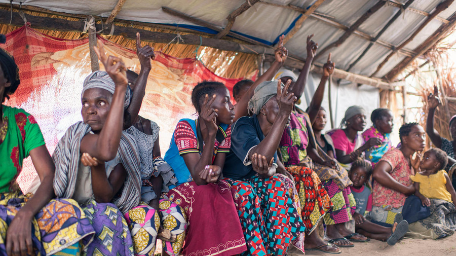 Democratic Republic of the Congo. IDP woman talking about their abducted children