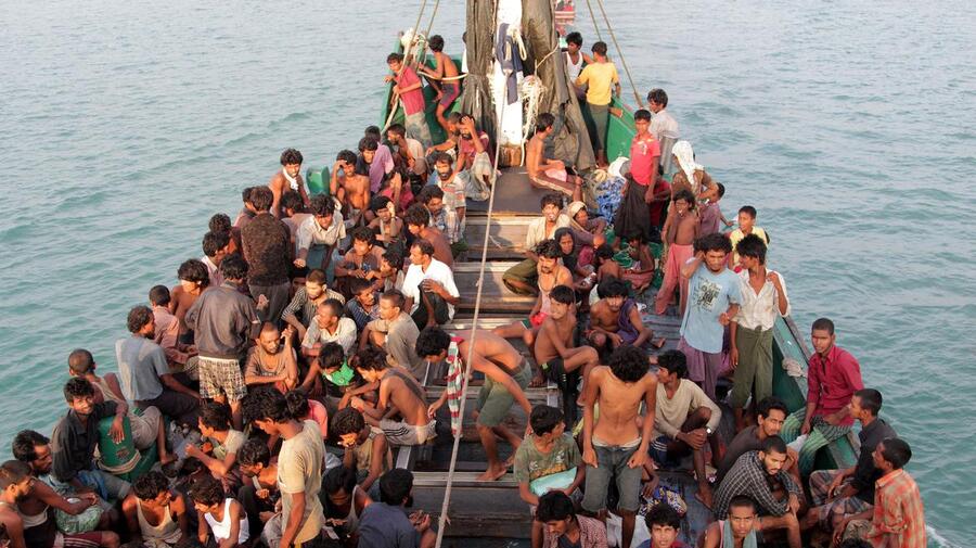At Sea. Rohingya boat people