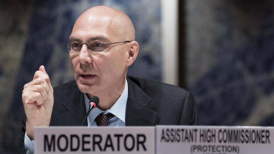 Volker Türk, UNHCR's Assistant High Commissioner for Protection, participates in the dialogue at the Palais des Nations in Geneva.
