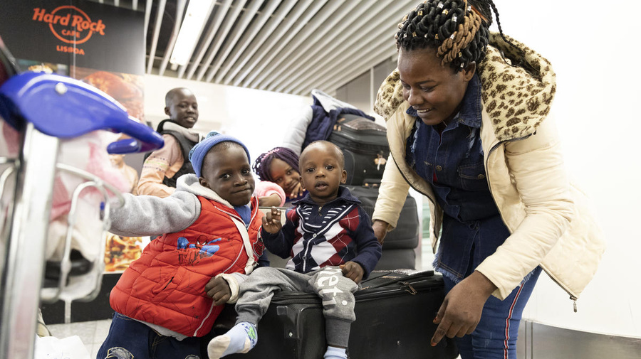 Portugal. Resettled refugees arrive in Lisbon