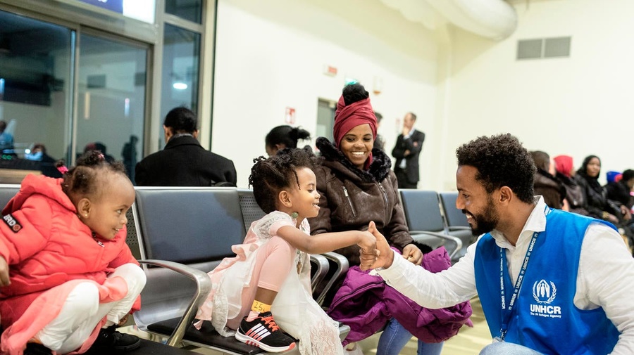 2019.UNHCR flight relocates 54 vulnerable refugees from Niger to Italy.Italy
