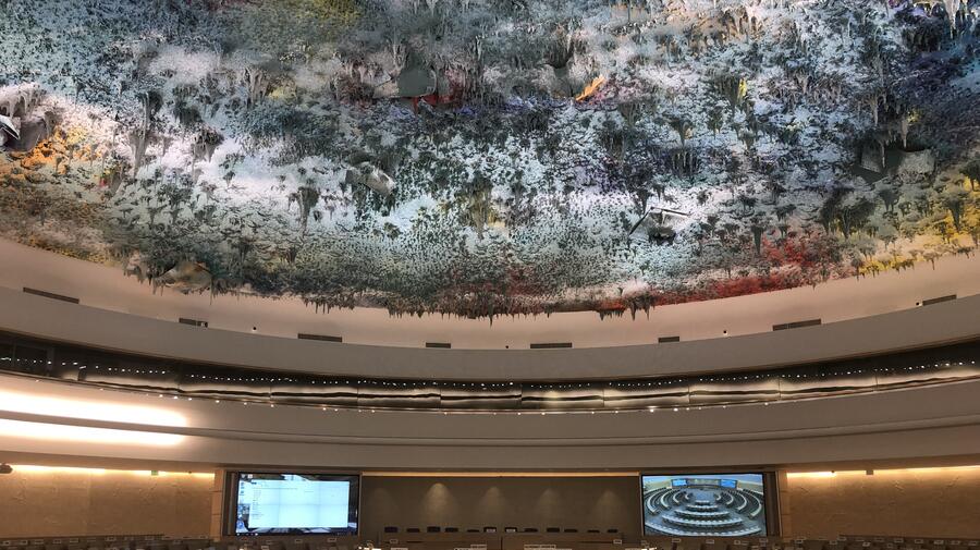 Room XX at the Palais de Nations, where the Universal Periodic Review takes place.