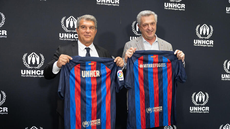 Switzerland. UNHCR and FC Barcelona jersey ceremony