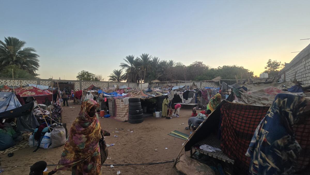 Makeshift tents in a refugee camp