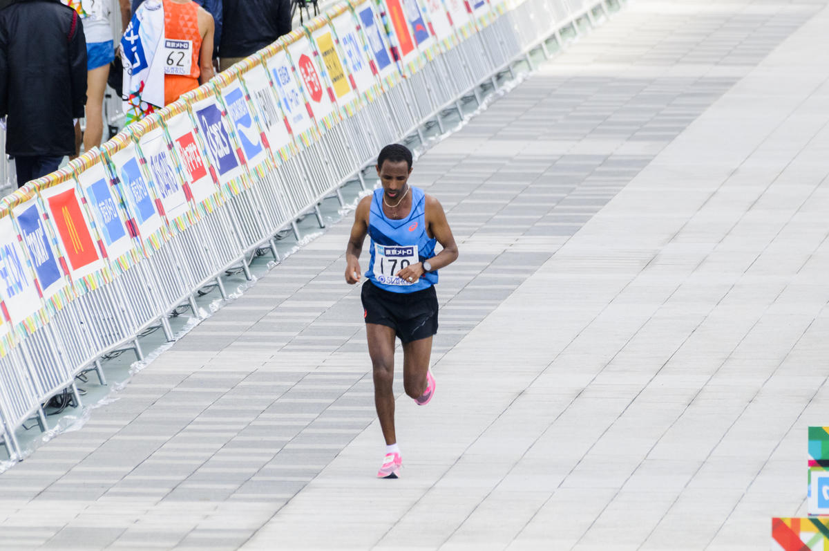 Japan. Refugee athlete Yonas Kinde participates at the Tokyo Marathon 2020