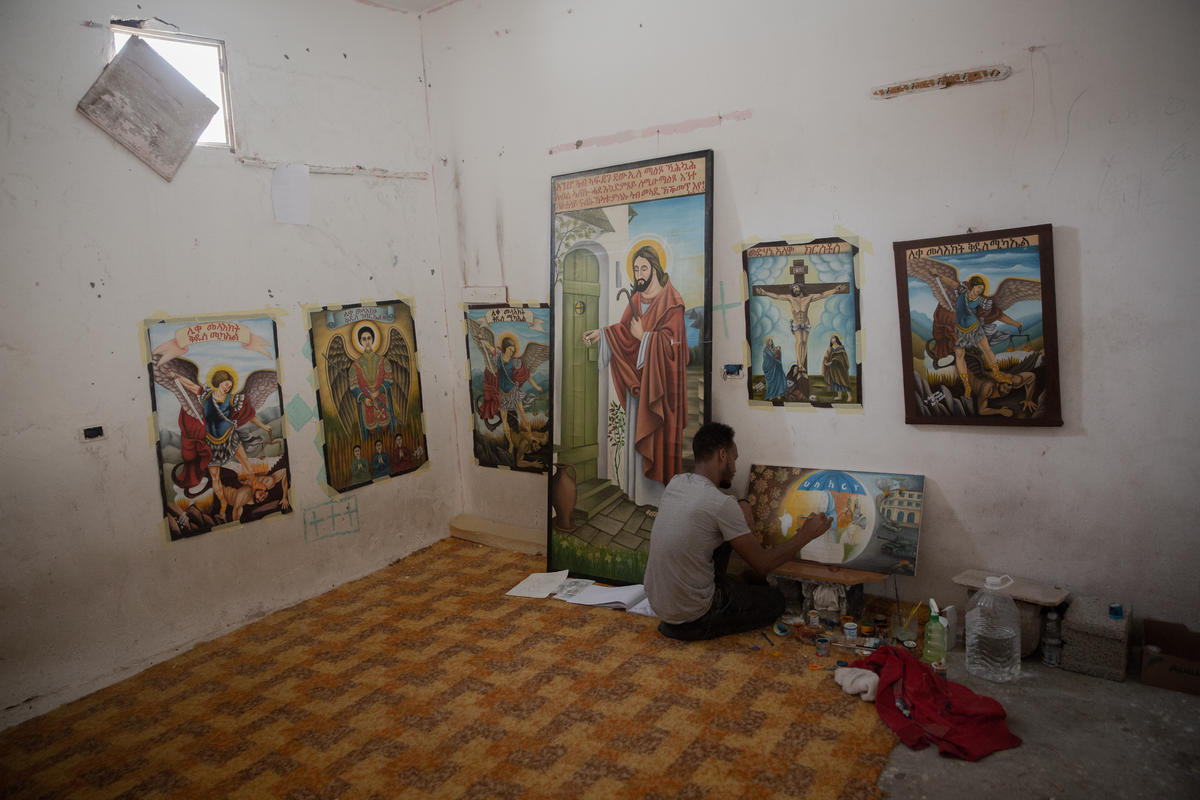 Libya. Art provides comfort and hope for Eritrean refugee