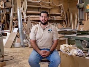 Jordan. Ziad, a Syrian refugee, seeking a carpentry job through UNHCR partner