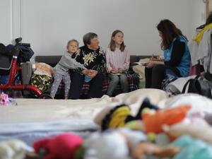 Ukraine. World War II survivor forced to flee her home once again as war ravages her country