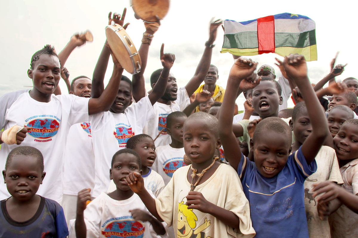 Democratic Republic of the Congo. Supporters at a capoeira game
