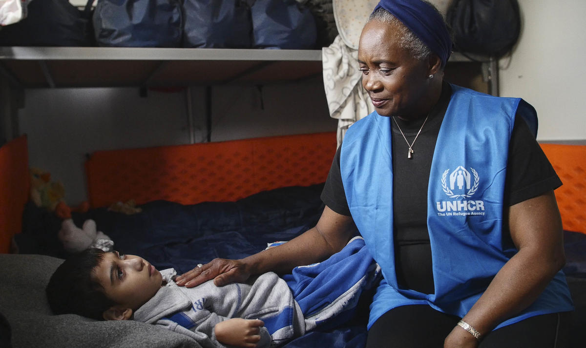 Greece. UNHCR Honorary Lifetime Goodwill Ambassador Barbara Hendricks visits refugees