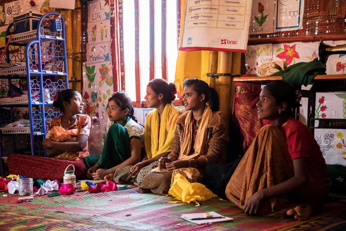 Bangladesh. Rohingya girls attend a youth club in Kutupalong refugee camp