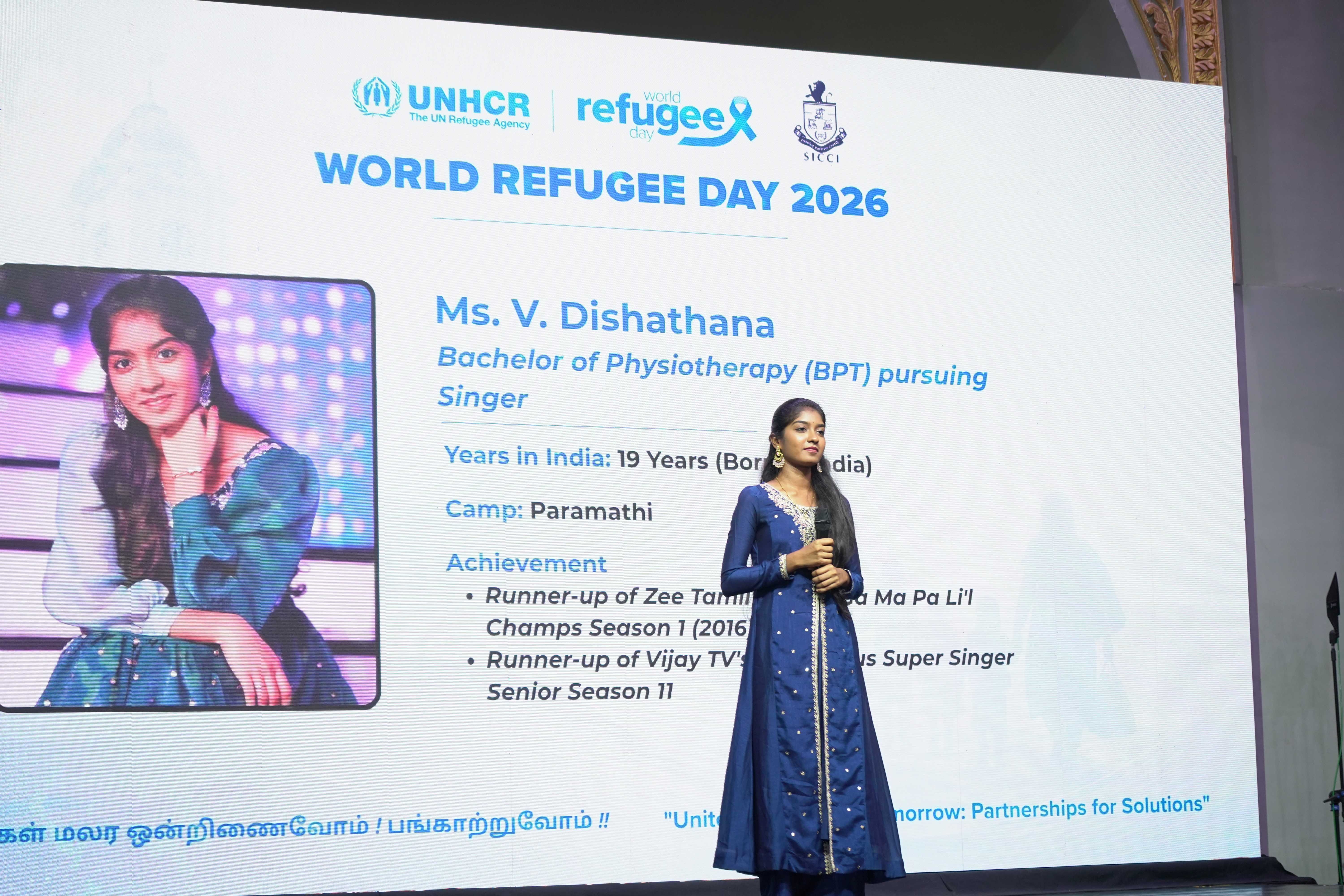 Dishatana performs at the UNHCR-SICCI Partnership Forum event in Chennai as part of the World Refugee Day campaign