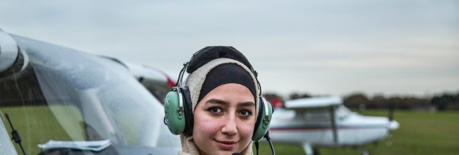United Kingdom. Young Syrian refugee learns to fly