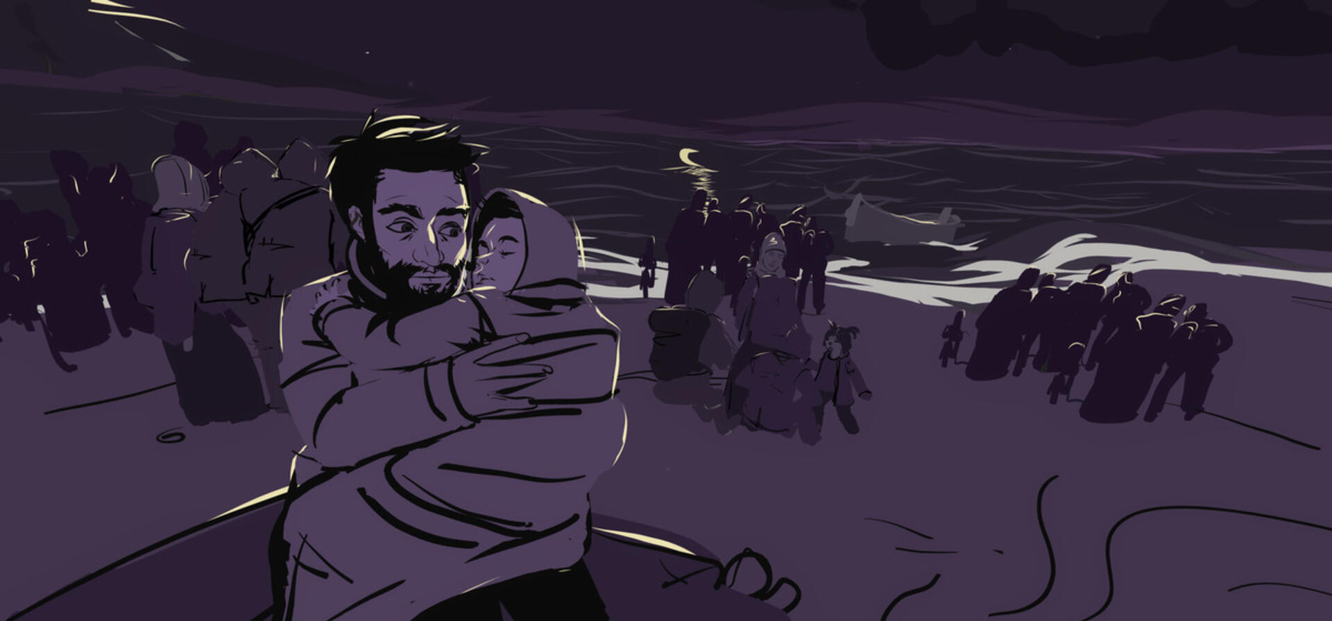 United Kingdom. Stills from 'Sea Prayer', a VR project by UNHCR Goodwill Ambassador Khaled Hosseini and The Guardian in collaboration with UNHCR