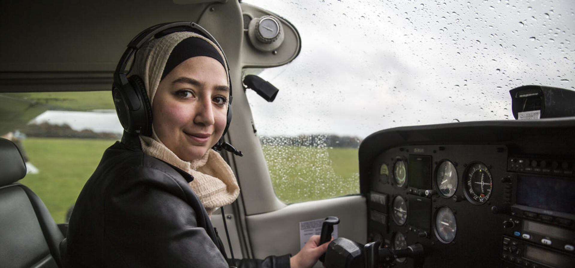 United Kingdom. Young Syrian refugee learns to fly