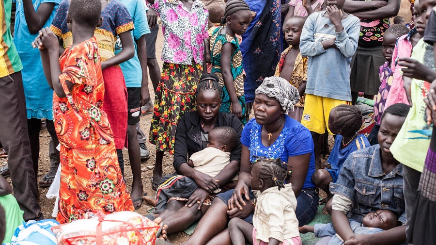 Kenya. South Sudanese refugees arrive at border transit camp