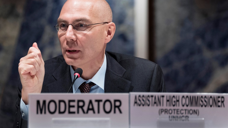 Volker Türk, UNHCR's Assistant High Commissioner for Protection, participates in the dialogue at the Palais des Nations in Geneva.