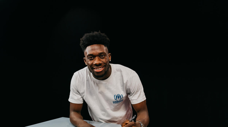 Germany. Alphonso Davies signs Goodwill Ambassador contract for UNHCR at FC Bayern Munich's training ground