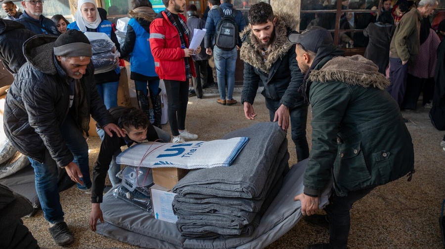 Syria. UNHCR provides assistance to earthquake-affected families in Aleppo