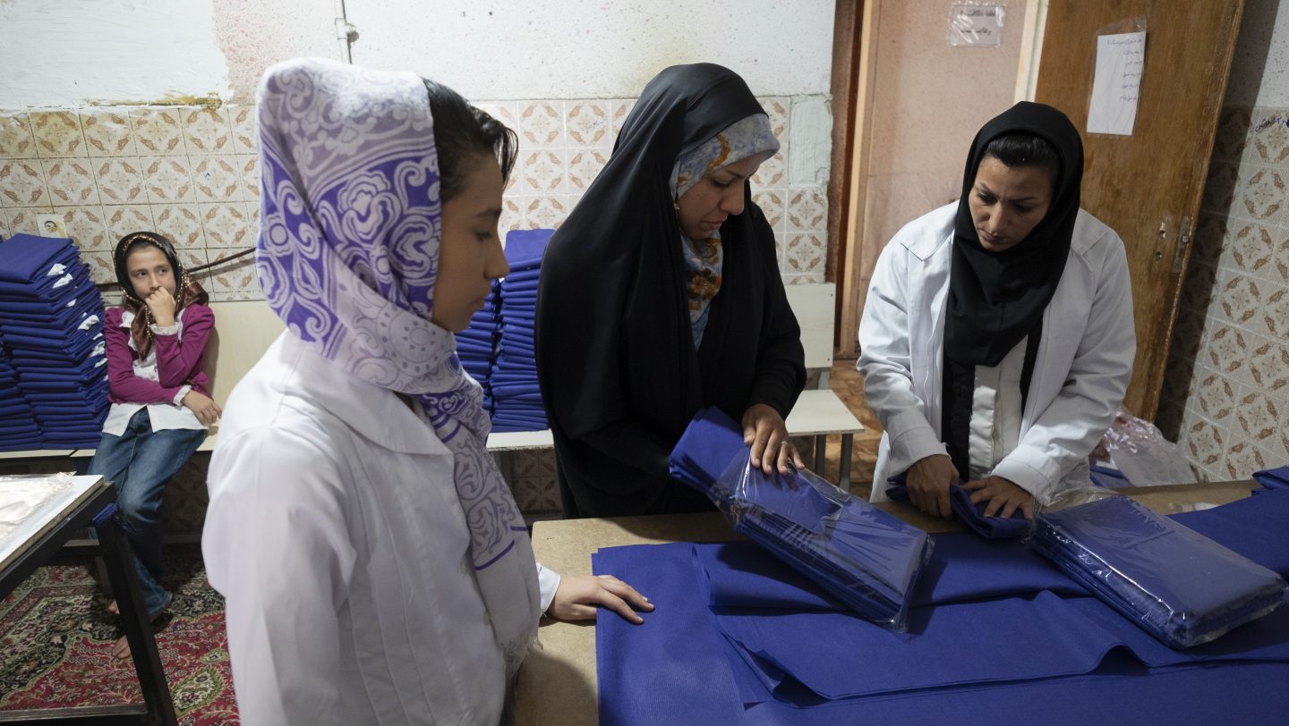 Iran. Afghan refugee, Zeynab Shaban, Tailoring workshop in the city of Shiraz in Fars province