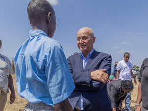Kenya. UNHCR Barham Salih in Kakuma municipality for his inaugural visit as High Commissioner for Refugees