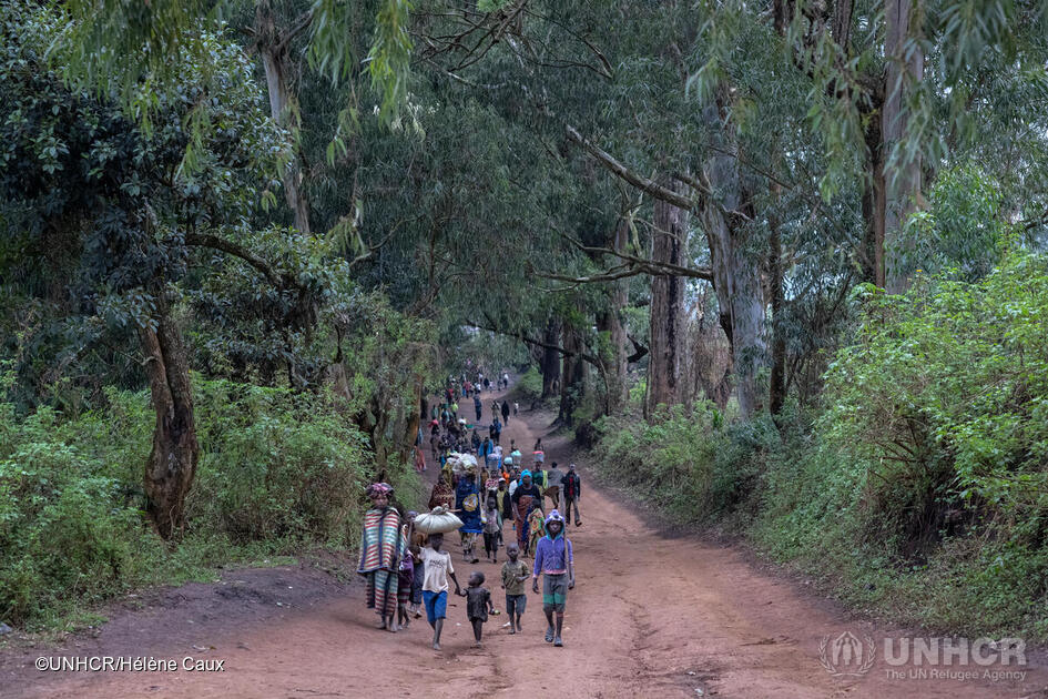 Democratic Republic of the Congo. IDPs walk back to Plain Savo