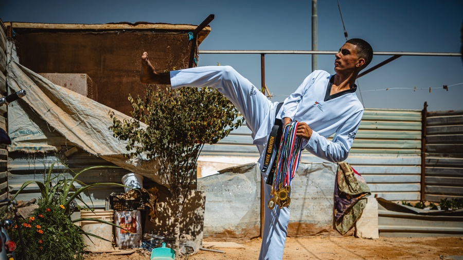 Mohammad playing Taekwondo 