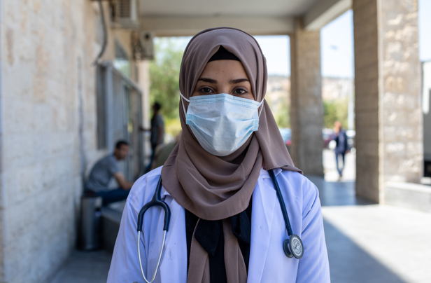Basma, Iraqi refugee, is one of eight refugee doctors working with the Jordanian Ministry of Health as a UNV.