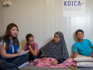 Jordan. Syrian refugees find comfort, accessibility and dignity in a new shelter at Azraq Camp