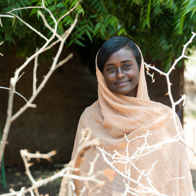 Sudan. Student uprooted by conflict in Khartoum shelters at refugee camp