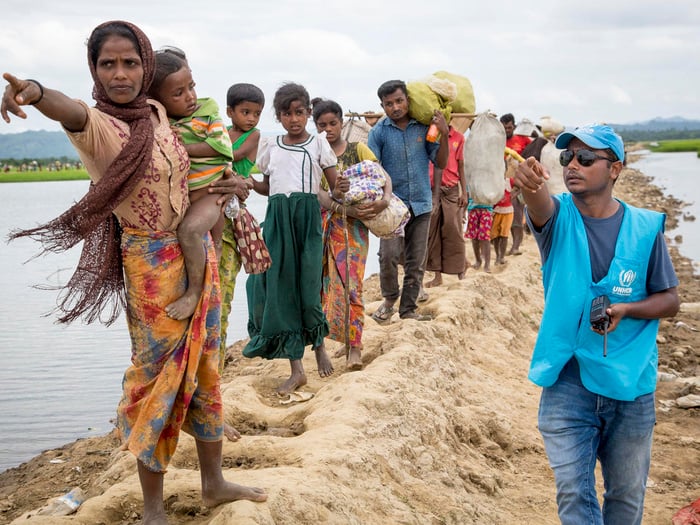 Bangladesh. New Rohingya arrivals at transit centre